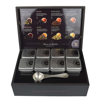 TE Luxury Loose Tea Wooden Presentation Box incl.8 Tea Tins & 1 Measuring spoon image